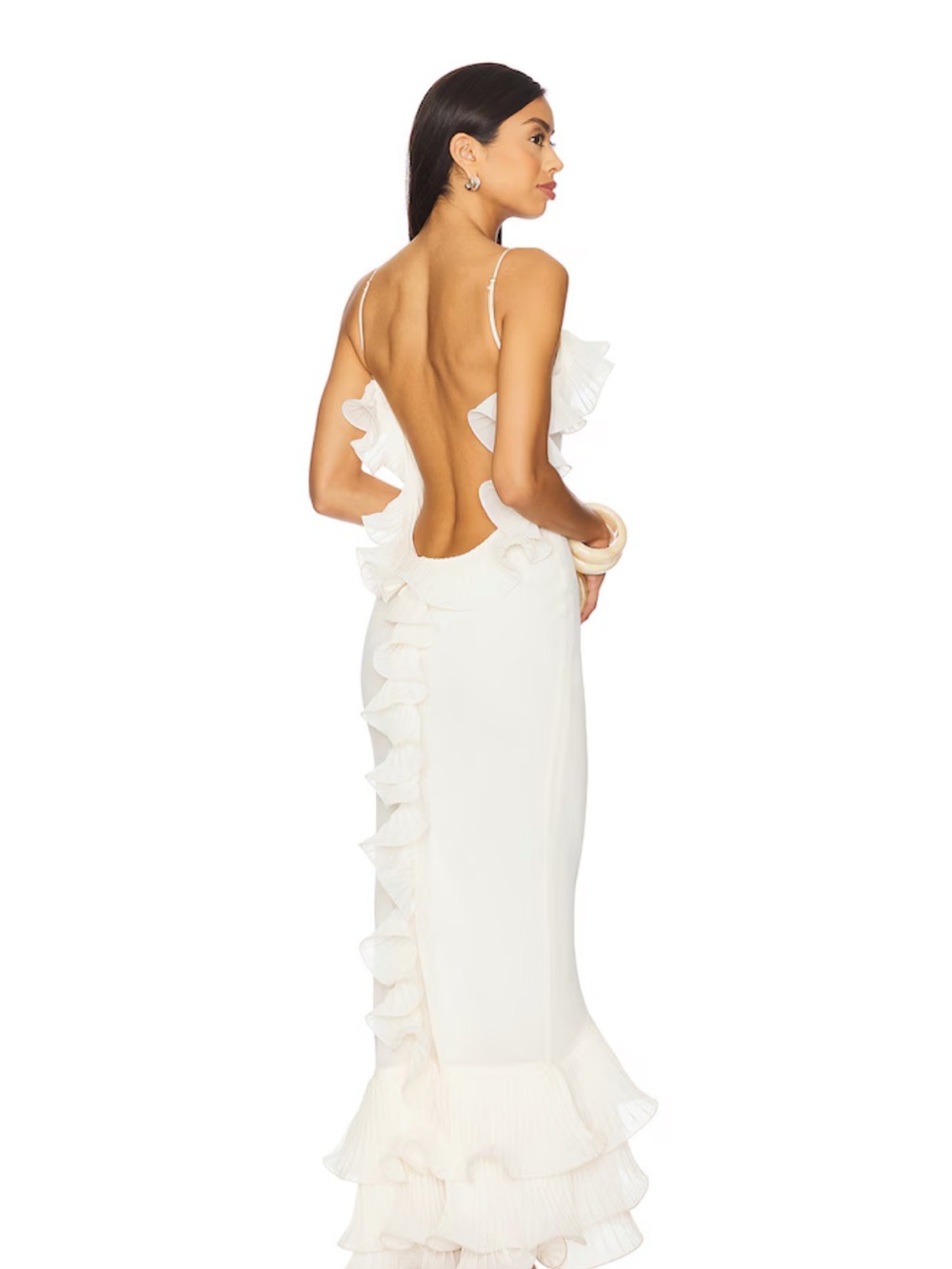 White Ruffle-Back Maxi Dress - Picture 2 of 2